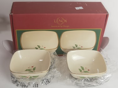 Pr. of Lenox Porcelain Holiday Square Bowls