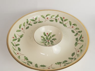 Lenox Porcelain Holiday Chips and Dip Plate