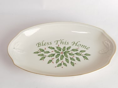 Lenox Porcelain Holiday Oval Bread Dish