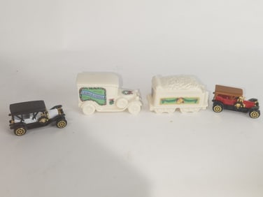 (2) Lenox Porcelain Train Carts and Small Cars