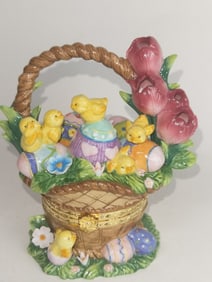 Vintage Easter Basket Porcelain Trinket Box
