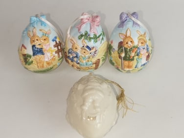 (4) Lenox Porcelain Egg Ornaments