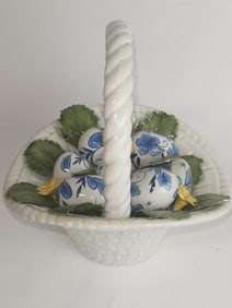 Vintage Porcelain Basket Table Decor