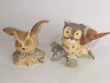 (2) Vintage Porcelain Owl Figurines