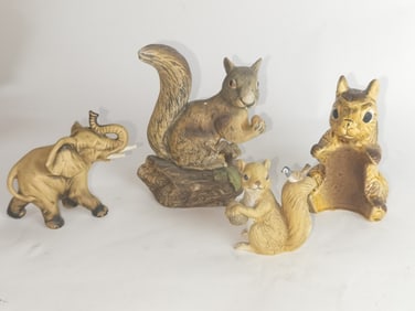 (4) Vintage Porcelain Animal Figurines