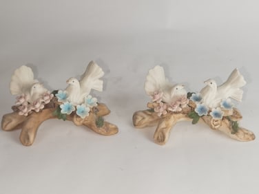 Pr. of Capodimonte Italy Porcelain Bird Figurines