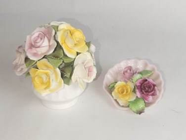 (2) Royale Stratford Staffordshire Porcelain Flowe