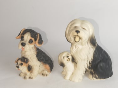 (2) Vintage Porcelain Dog Figurines