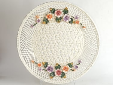 Large Vintage Italian Porcelain Lattice Plate
