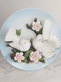 Vintage La Ruche Doves Porcelain Plate