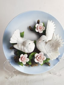 Vintage La Ruche Doves Porcelain Plate
