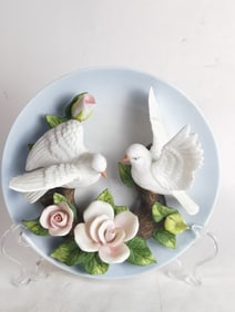 Vintage La Ruche Doves Porcelain Plate