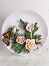 Vintage La Ruche Butterfly and Flower Porcelain Pl