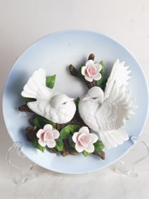 Vintage La Ruche Doves Porcelain Plate