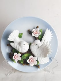 Vintage La Ruche Doves Porcelain Plate