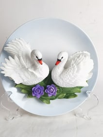 Vintage La Ruche Swans Porcelain Plate