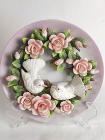 Vintage La Ruche Doves Porcelain Plate