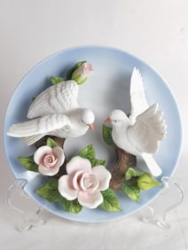Vintage La Ruche Doves Porcelain Plate