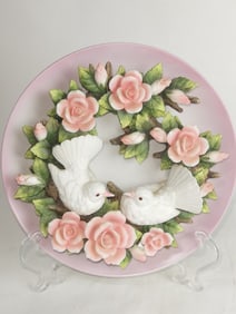 Vintage La Ruche Doves Porcelain Plate