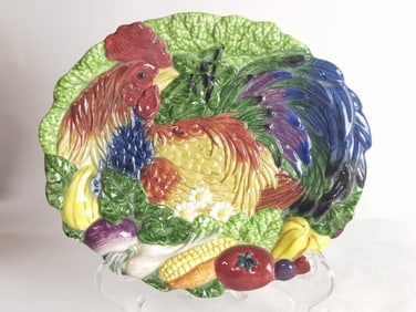 1996 Fitz & Floyd Embossed Rooster Plate