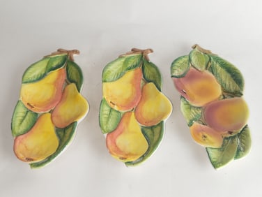 (3) Italian Porcelain Pears Plates