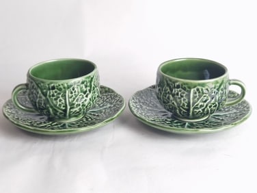 Pr. of Signma Portugese Porcelain Cabbage Coffee C