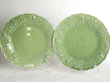 Pr. of Bordallo Pinheiro Porcelain Turkey Plates