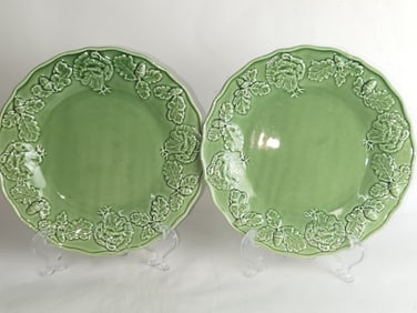 Pr. of Bordallo Pinheiro Porcelain Turkey Plates