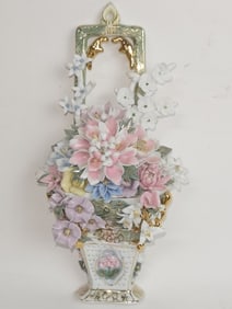 Vintage Porcelain Flower Hanging Vase