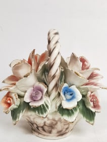 Vintage Italian Porcelain Flower Basket