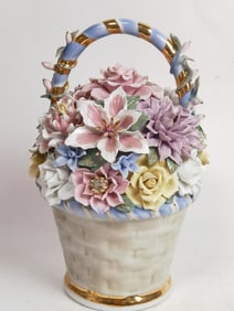 Vintage Porcelain Flower Basket