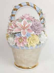 Vintage Italian Porcelain Flower Basket