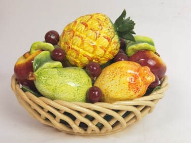 Vintage Capodimonte Italy Porcelain Fruit Basket