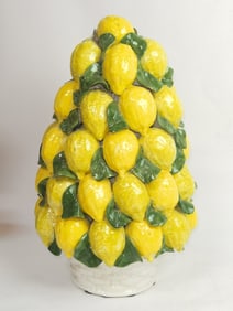 Large Vintage Italian Porcelain Lemon Centerpiece