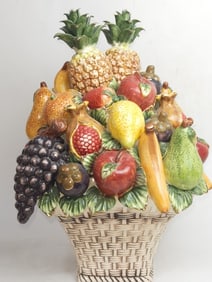 Large Vintage Italian Porcelain Fruit Basket