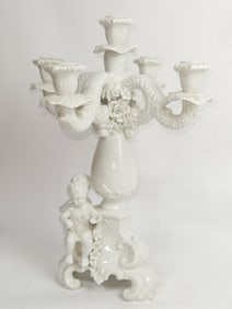 Vintage Italian Porcelain Cherub Candelabra