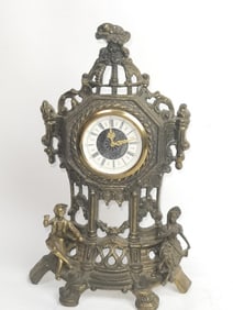 Antique Ornate Brass Table Clock