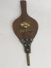 Vintage Wood and Brass Fireplace Bellow