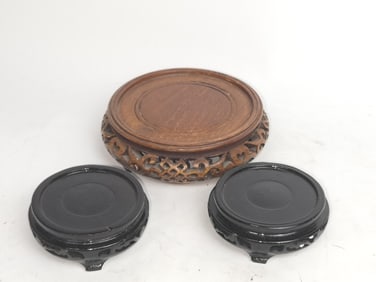 (3) Chinese Wood Carved Stands