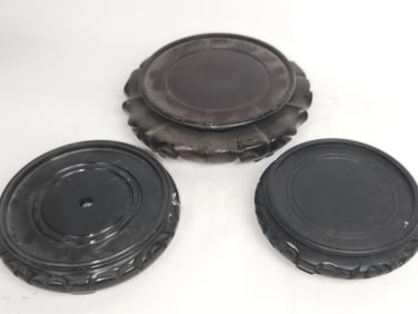 (3) Chinese Wood Carved Stands