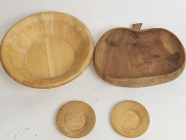 (4) Wood Carved Bowls