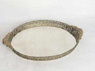 Vintage Bronze Mirror Vanity Tray