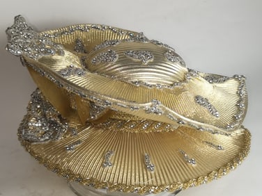Vintage Metallic Gold Rhinestone Church Hat
