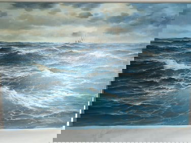 Seascape Oil Painting, Signed Jonsteel