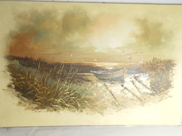 Beach Oil Painting, Signed