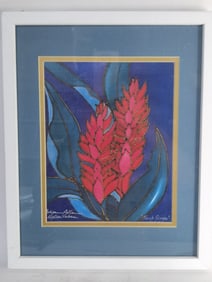 Vintage Flower Lithograph, Signed Bryon Allen