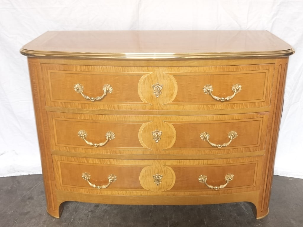Vintage Italian Brass inlay and Marquetry Regency