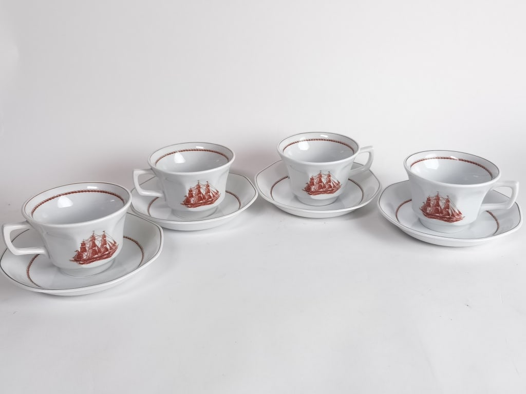 (4) Vintage Wedgwood Flying Cloud Tea Cup Set (1 of 5)