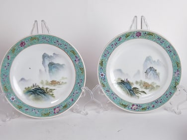 Pr. of Chinese Porcelain Famille Rose Plates