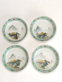 (4) Chinese Porcelain Famille Rose Plates